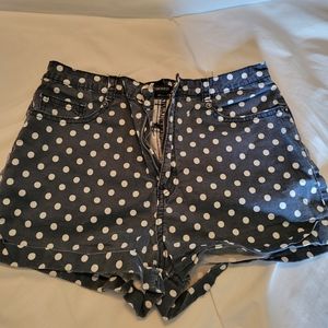 Blue and white polka-dot shorts